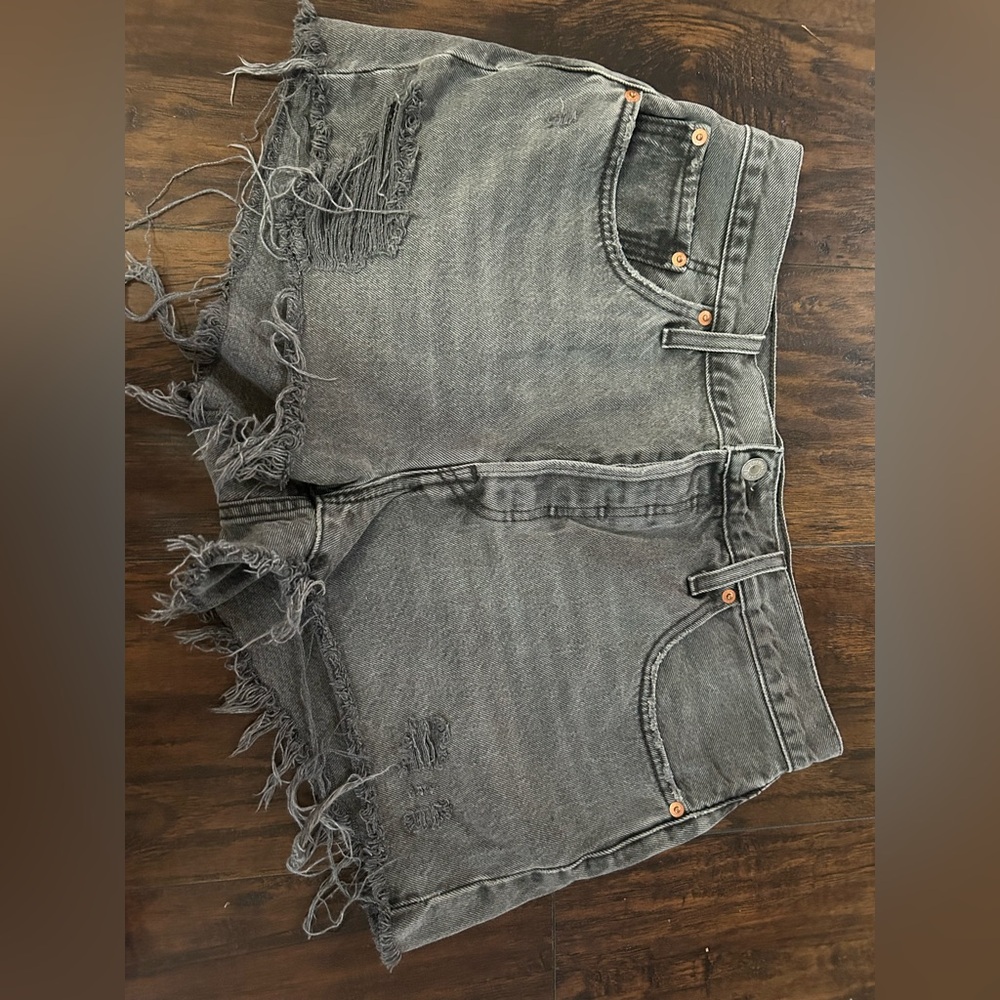 Distressed Grey Denim Women’s Shorts